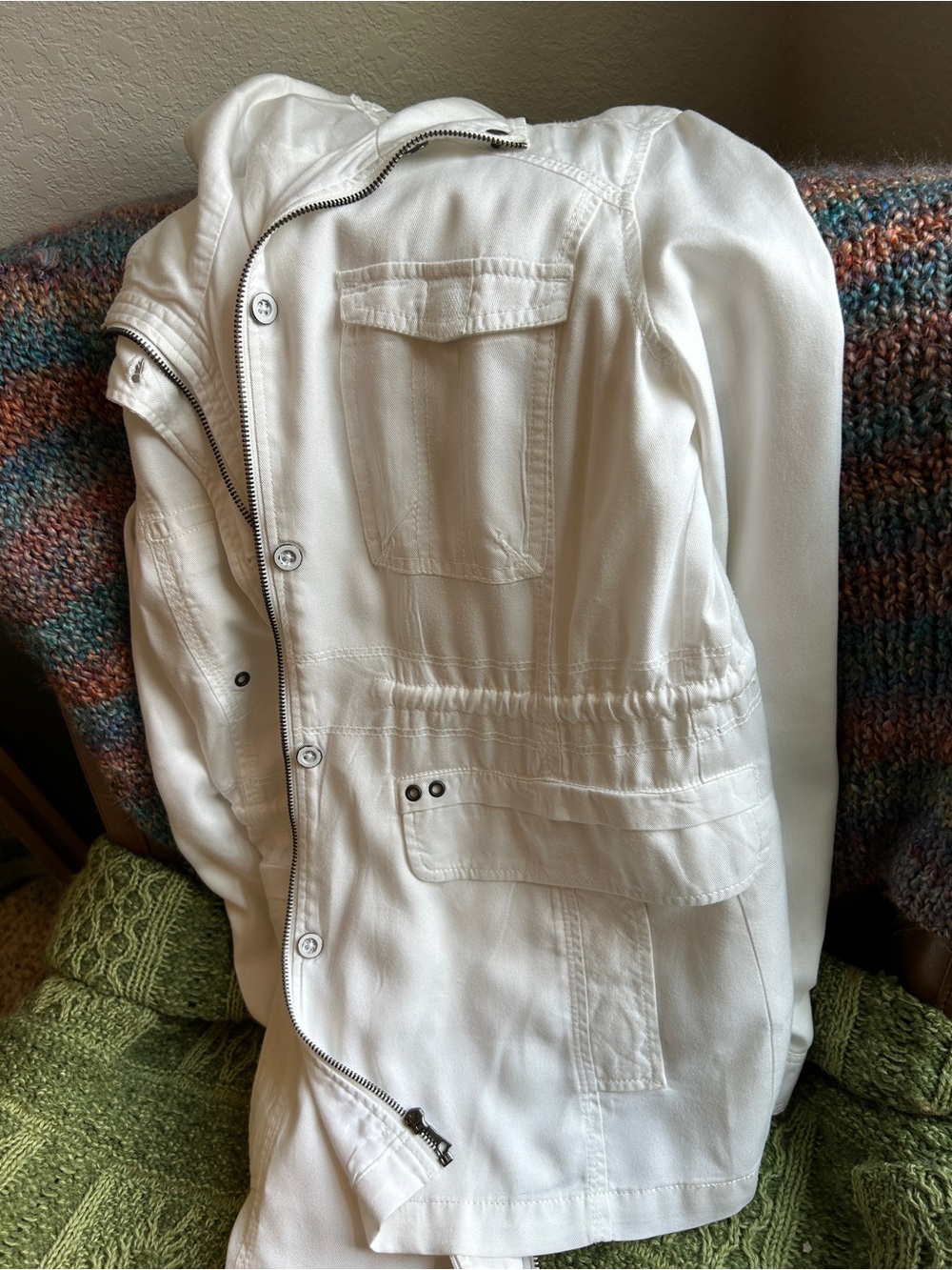 Anthropologie Marrakech Geneva Anorak Utility Jacket White Size Large - Picture 8 of 12
